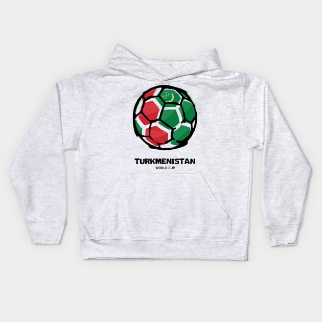 Turkmenistan Football Country Flag Kids Hoodie by KewaleeTee